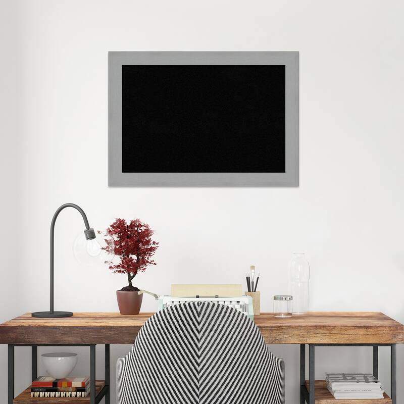 Brushed Framed Black Corkboard Bulletin Board