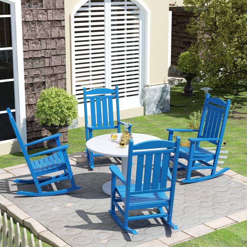 Laguna Hdpe All Weather Outdoor Patio Rocking Chair (Set of 4) - Pacific Blue