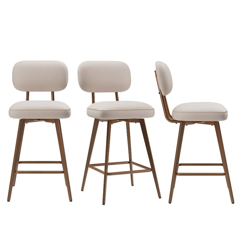 RENEWLINE Modern Swivel Bar Stools, 26 Inch Counter Stools(Ser of 2/3/4/6) with Backrest & Waterproof PU Leather