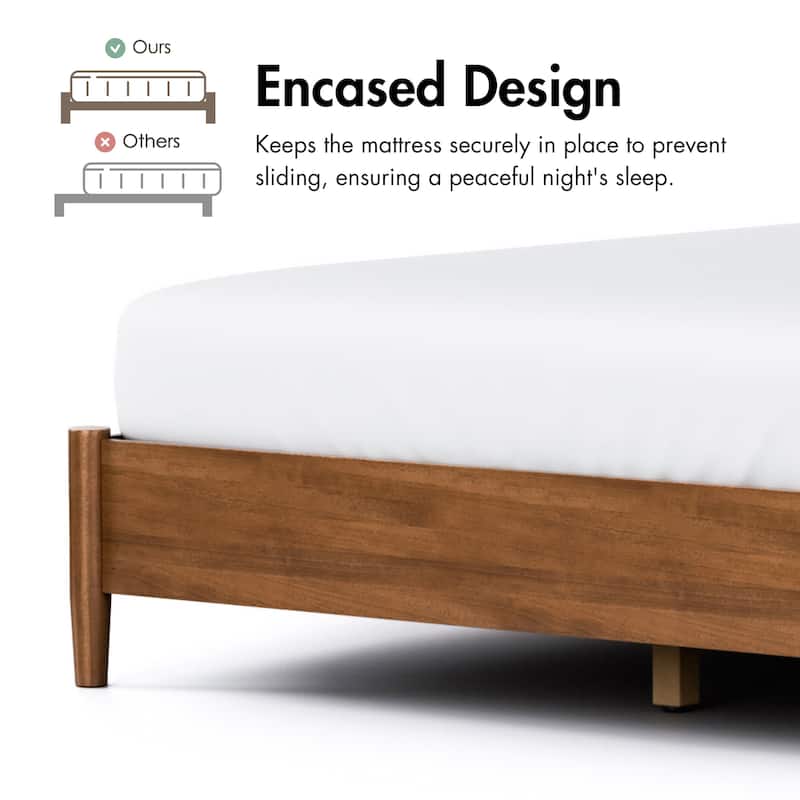 Furniture of America Beau Midcentury Walnut Wood Platform Bed