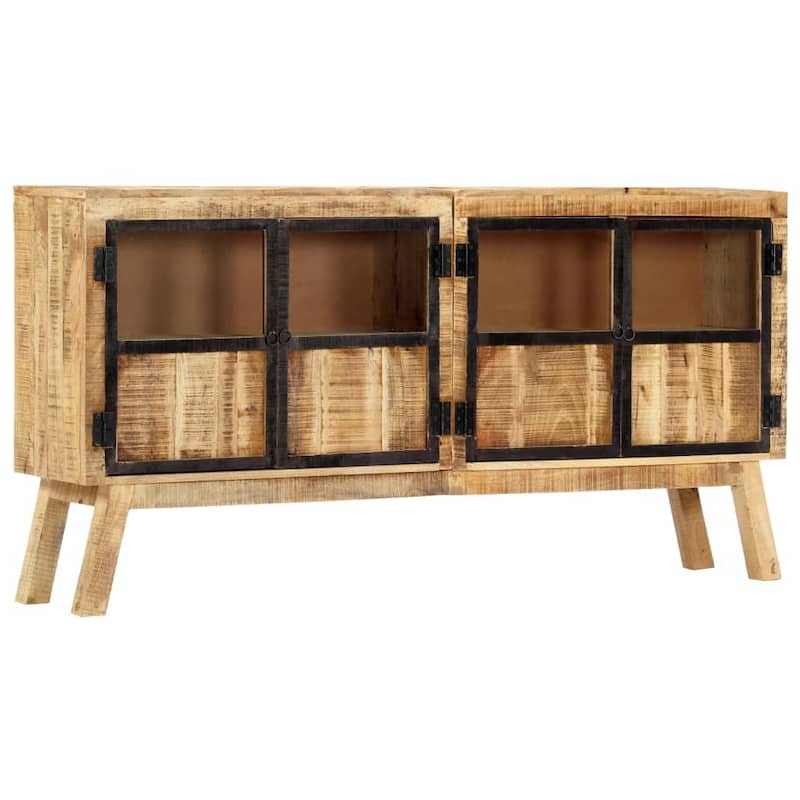 vidaXL Sideboard Brown and Black 63"x11.8"x31.5" Solid Rough Mango Wood