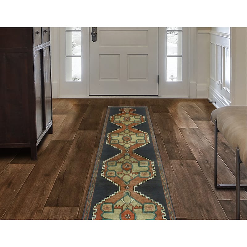 Fine Vintage Distressed Gulbahra Rust/Charcoal Runner - 2'7" x 9'8"