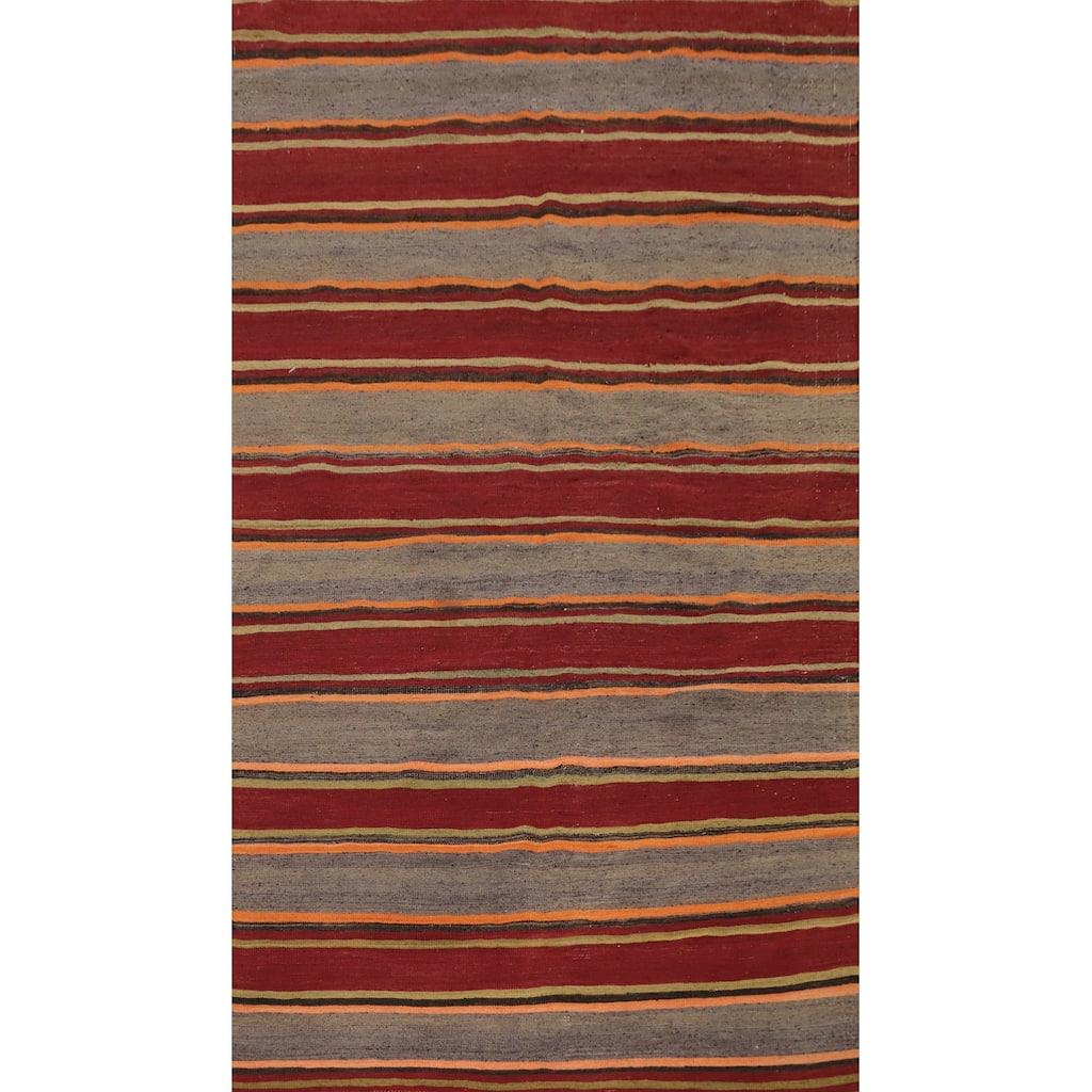 Hand Woven Oriental 100% Wool Carpet Southwestern Geometric Multi-Colored Kilim Area Rug - 7' 8'' X 4' 7''