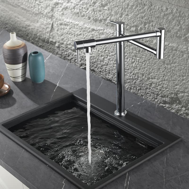 Modern Two Handle Solid Brass Folding Stretchable Pot Filler Faucet