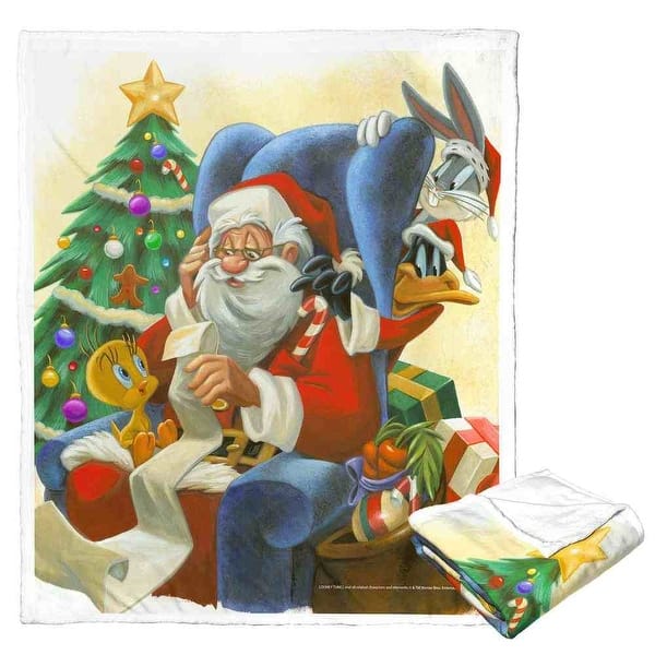 slide 2 of 65, Warner Brothers Looney Tunes Christmas Silk Touch Throw Blanket 50x60 inches - Check It Twice