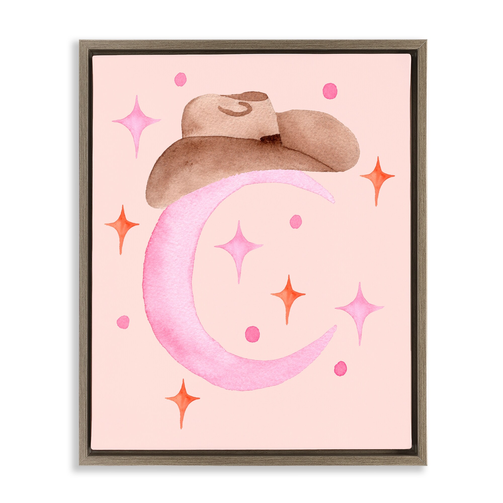 Stupell Moon Cowgirl Hat Framed Floater Canvas Wall Art Design By Nina Jacobs