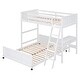 preview thumbnail 5 of 22, Twin Loft Bed, Full Platform Bed with Wheels, Twin Over Full Bunk Bed with Writing Desk, Ladder, Guardrail and 2 Drawers