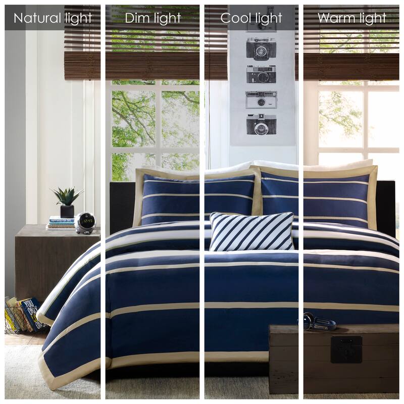 Intelligent Design Garrett Navy Printed Duvet Cover Set