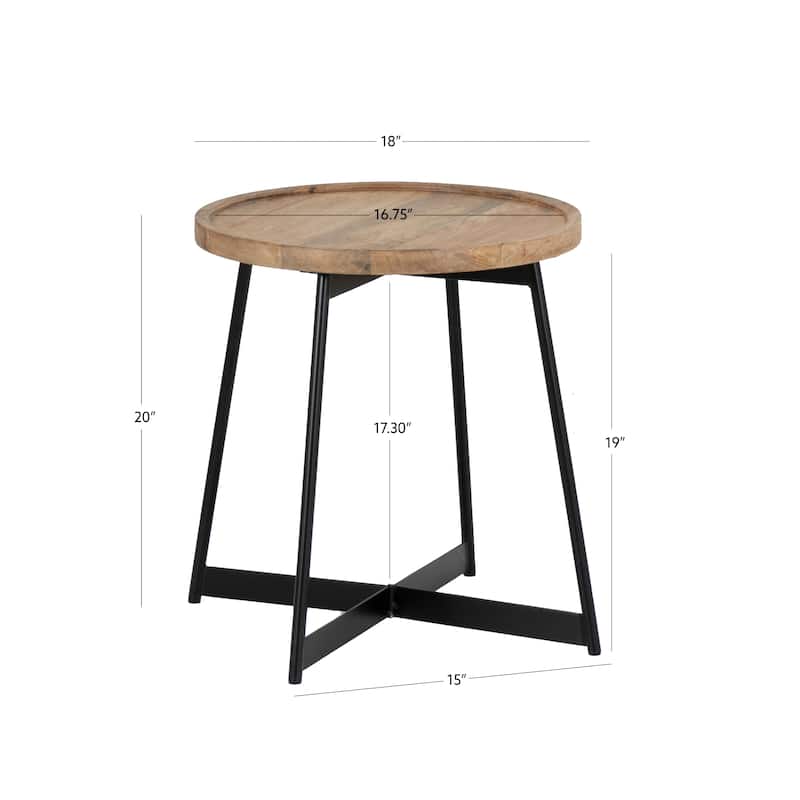Tayla Natural Industrial Wooden/Iron Side Table