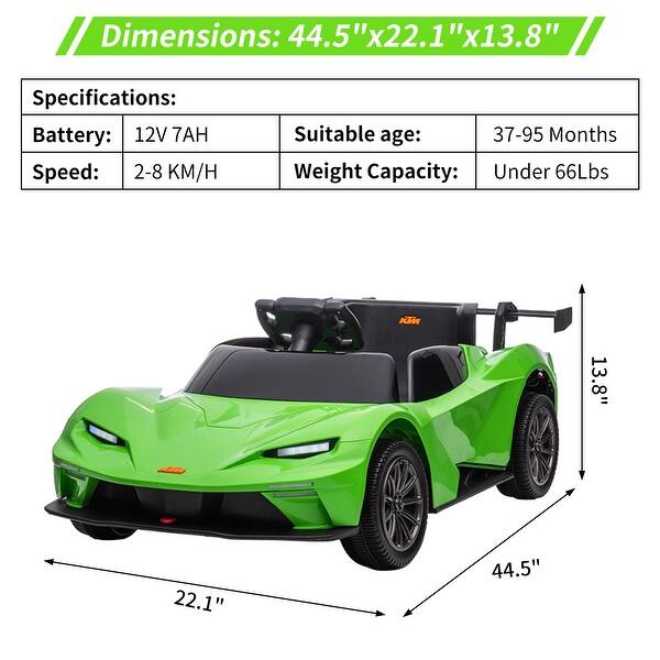 dimension image slide 0 of 2, 12V Kids Ride on Sports Car,7AH Licensed KTM Battery Powered Electric Ride on Car