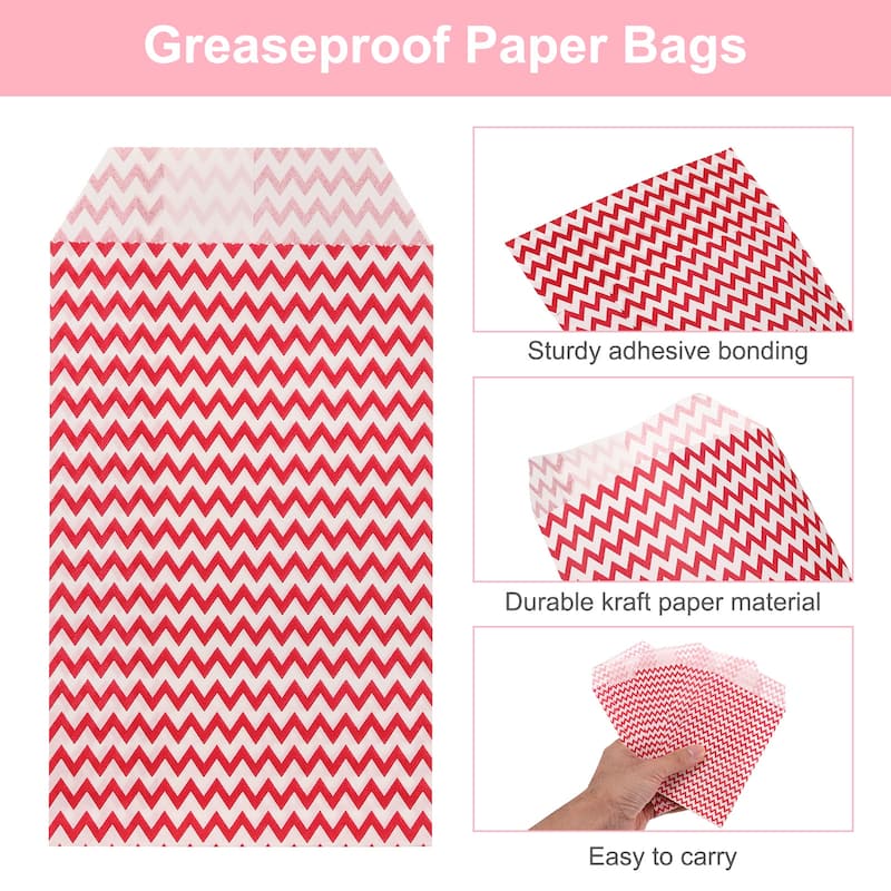 100Pcs Kraft Paper Treat Bags, Greaseproof Cookies Bag Flat Favor Bags