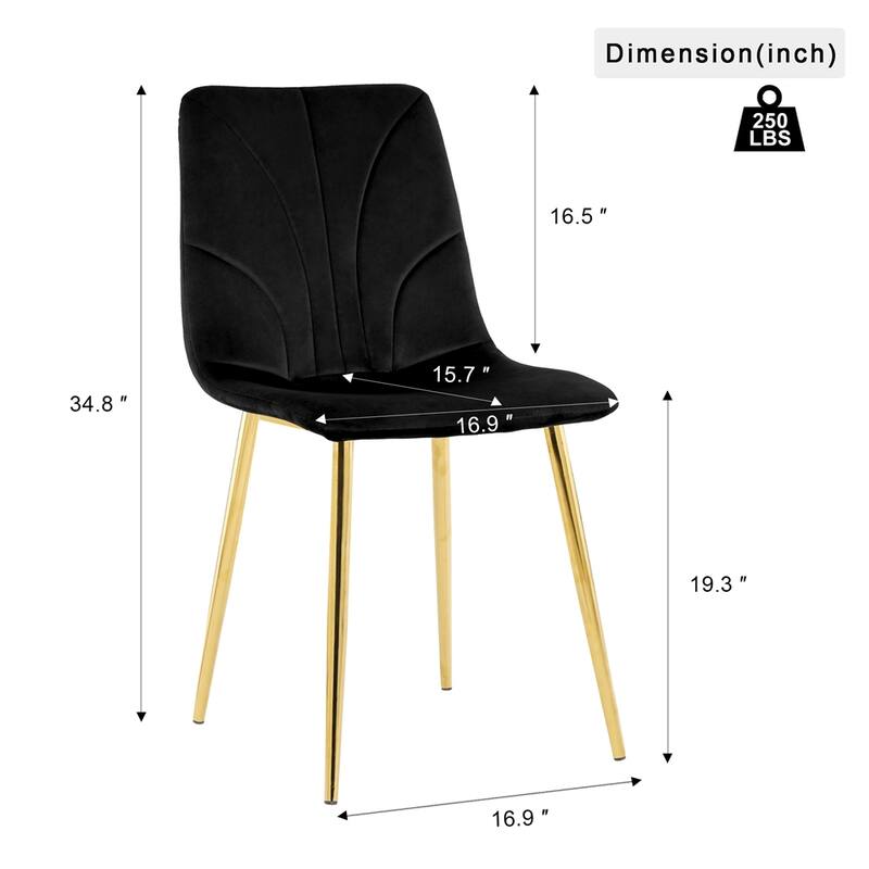Modern Dining Chair with Gold Metal Legs (Set of 4)