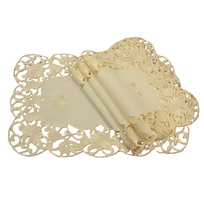 Daisy Lace Floral Placemats-Ivory Set of 4 - 1218