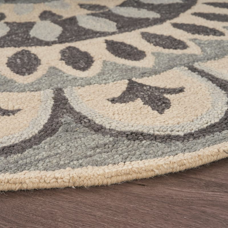 Dana Grey/Beige Medallion Hand-Tufted Wool Contemporary Indoor Area Rug by Sevita