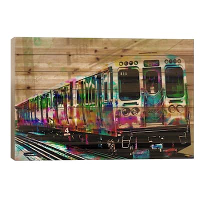 Pop El Print On Wood by Unknown Artist - Multi-Color
