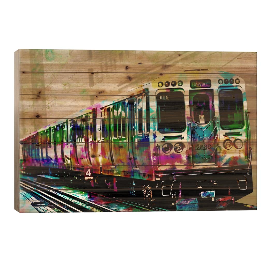 Pop El Print On Wood by Unknown Artist - Multi-Color