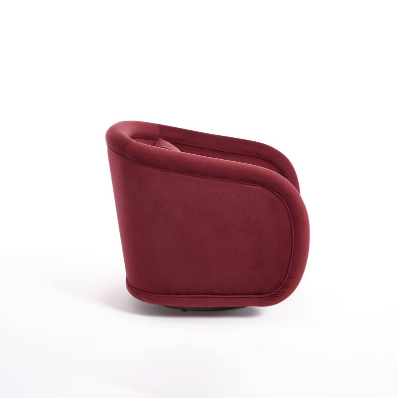 Swivel Accent Chair, 360-degree Swivel Barrel Chair with Velvet Fabric Upholstery, Comfy Pumpkin-Shaped Swivel Chair