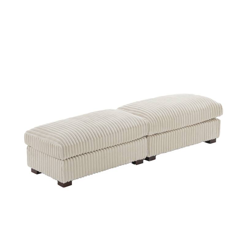 40" Oversized Plush Flannel Upholstered Ottoman Footstool Set of 2