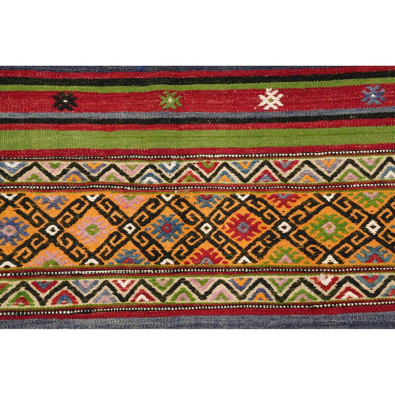 Hand Woven Oriental 100% Wool Carpet Southwestern Tribal Multi-Colored Kilim Area Rug - 7' 9'' X 5' 2''
