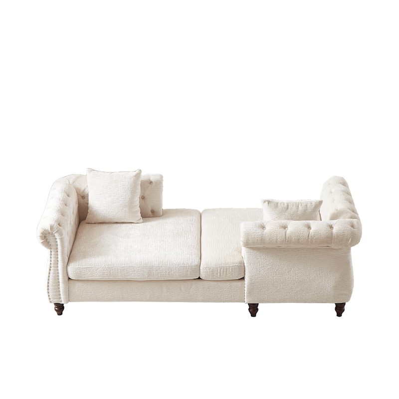 81" Button Tufted Sleeper Sofa Bed with Nailhead and Pillows