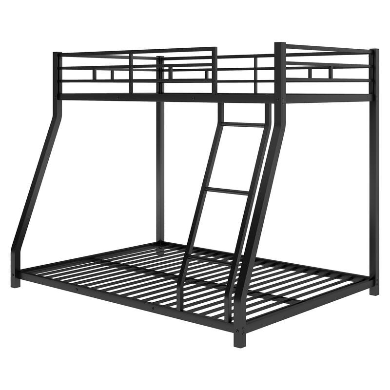 Stylish Twin Over Full Bunk Bed - Heavy Duty Metal Frame for Kids & Guests