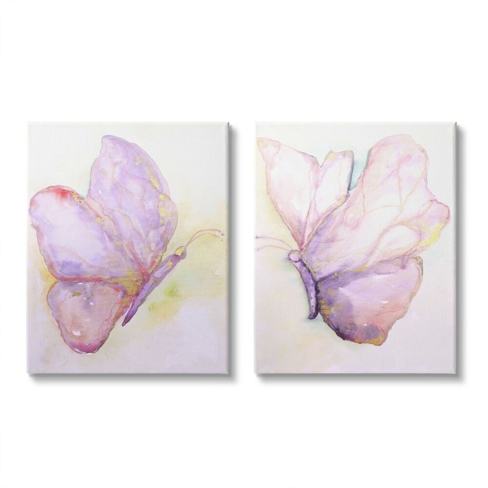 Stupell Industries Girls Glam Butterfly Wings Purple Gold Watercolor 2pc Canvas Wall Art On Sale Overstock 31424443 Purple butterfly floral flowers canvas wall art framed. overstock com