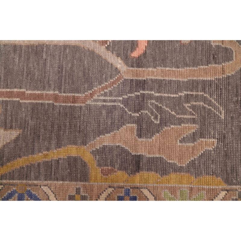 ECARPETGALLERY Hand-knotted Modern Oushak Dark Grey Wool Rug - 9'10 x 13'11