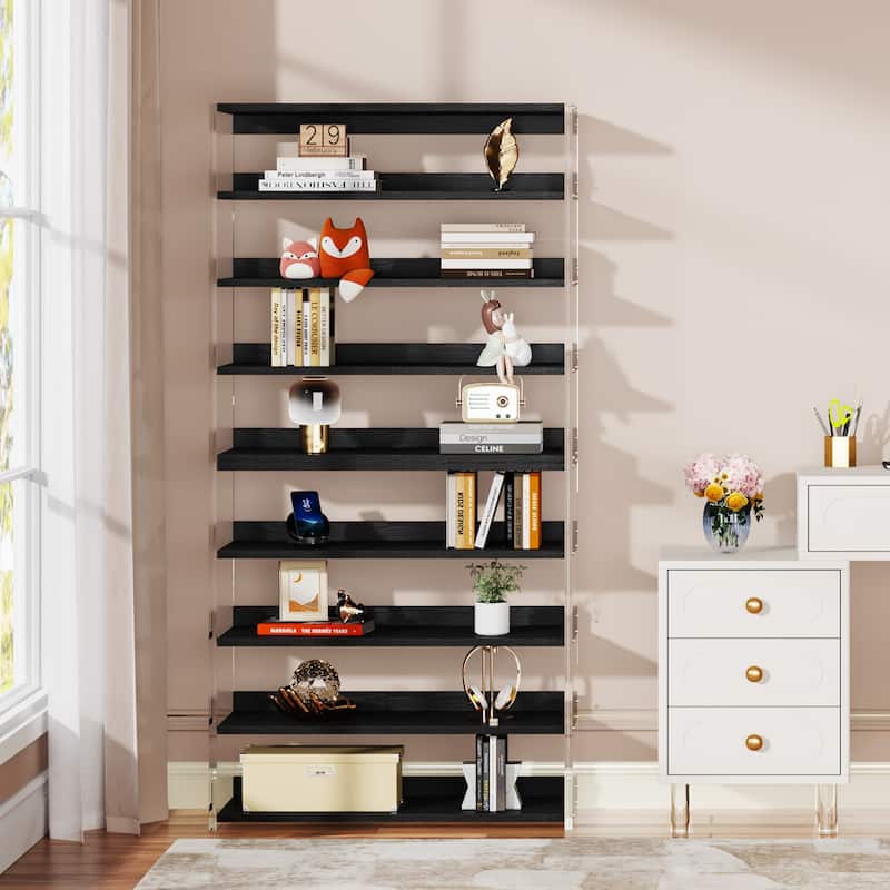 Bookshelf with Wood Shelves, Modern Bookcase, Display Storage Rack for Living Room, Bedroom, Home Office