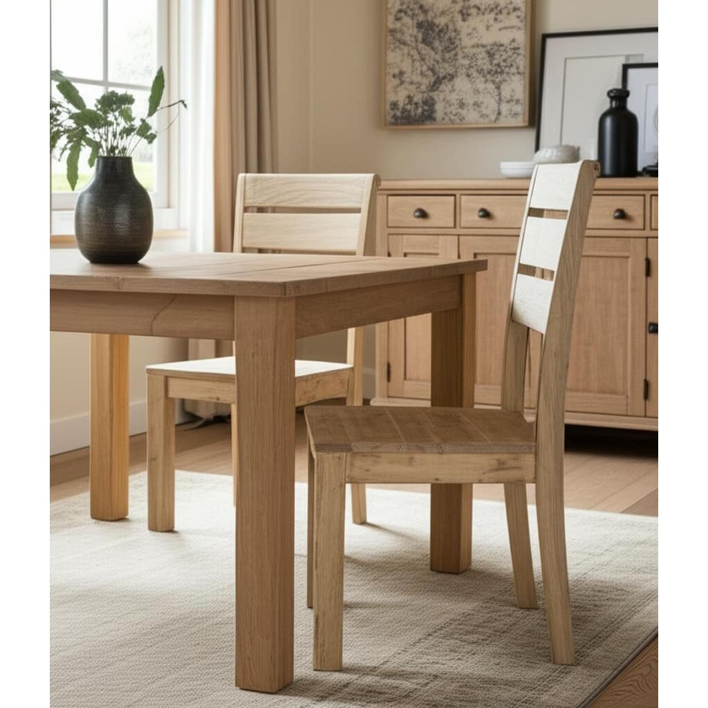 HomeRoots Set of Two Beige Solid Wood Ladder Back Dining Side Chairs - 18 in. x 39 in. x 18 in.