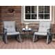 COSIEST 3-piece Outdoor Rocking Chair Chat Set with Side Table - grey