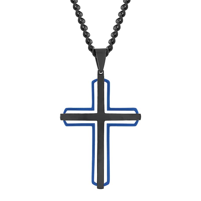 Steel Nation Stainless Steel Black Finish Cross Pendant