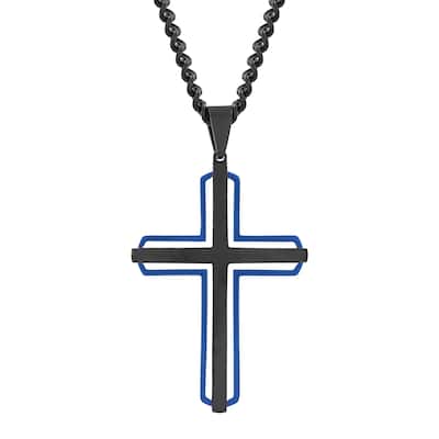Steel Nation Stainless Steel Black Finish Cross Pendant
