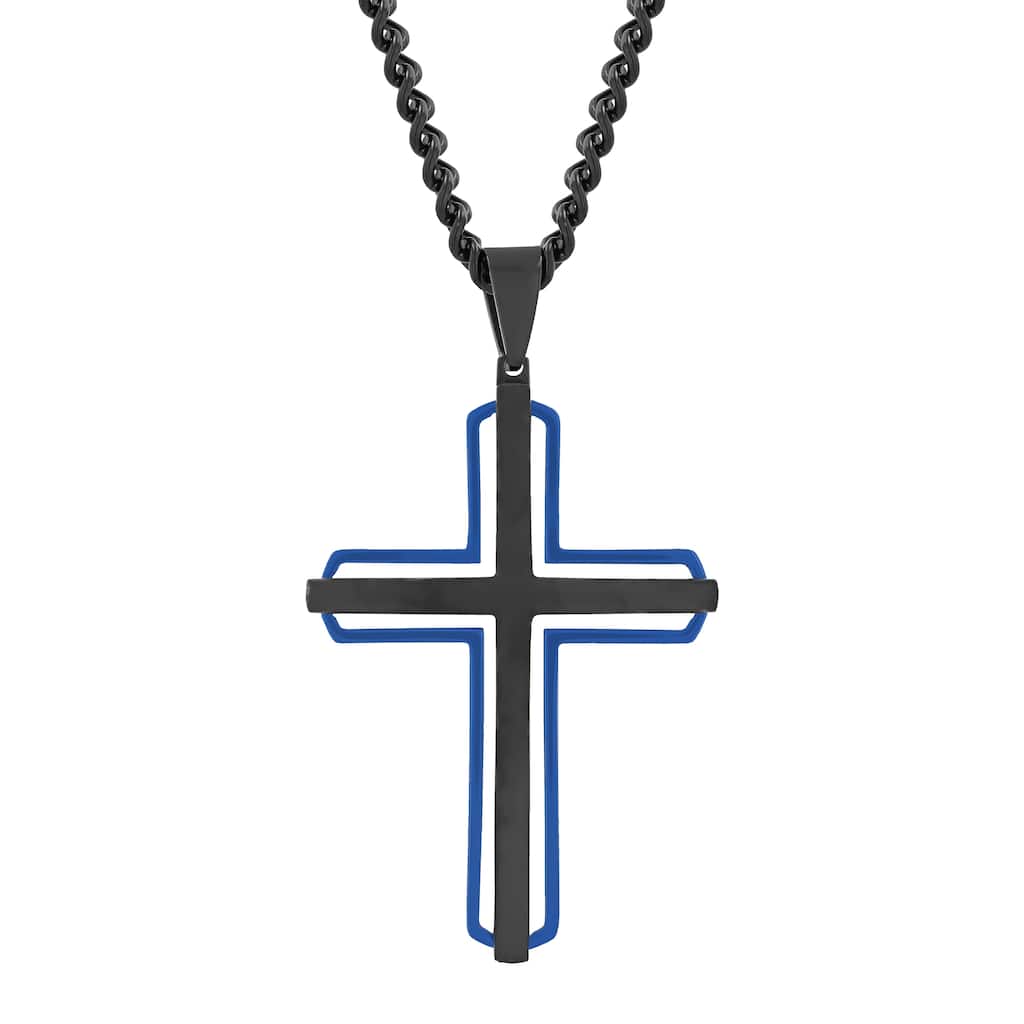 Steel Nation Stainless Steel Black Finish Cross Pendant