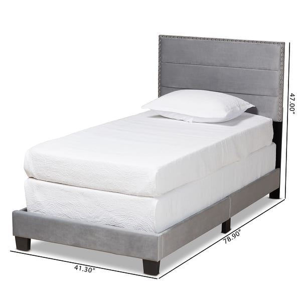 Tamira Contemporary Glam Velvet Fabric Twin Size Panel Bed