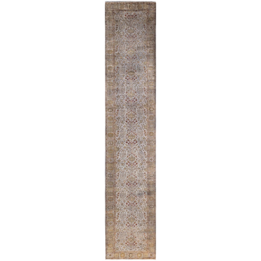Overdyed One-of-a-Kind Hand-Knotted Area Rug - Gray - 3' 0" x 16' 3"