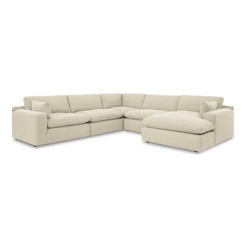 Signature Design by Ashley Elyza Ivory 5-Piece Sectional with Chaise - 135"W x 135"D x 36"H
