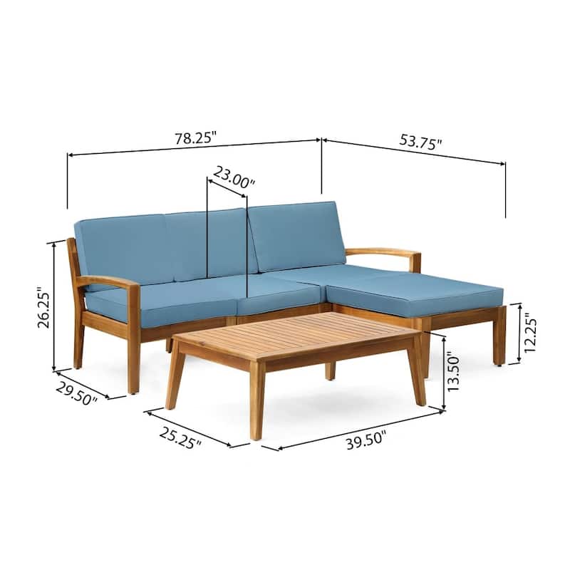 Modern Outdoor L-shape Sectional Sofa Set with Coffee Table and Adjustable Removable Cushion for Patio