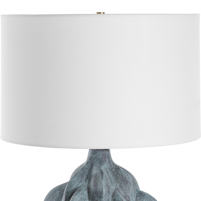 Textured Whitecap Ceramic Table Lamp with Drum Shade - 23" - Gray