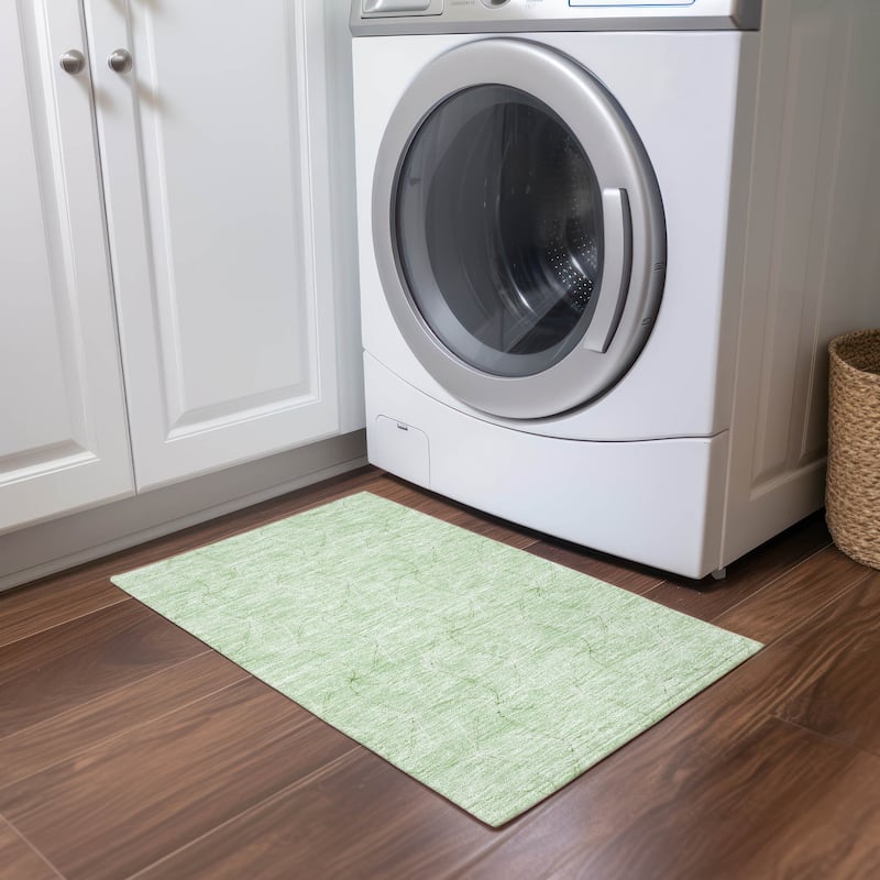 Machine Washable Indoor/ Outdoor Abstract Contemporary Chantille Rug