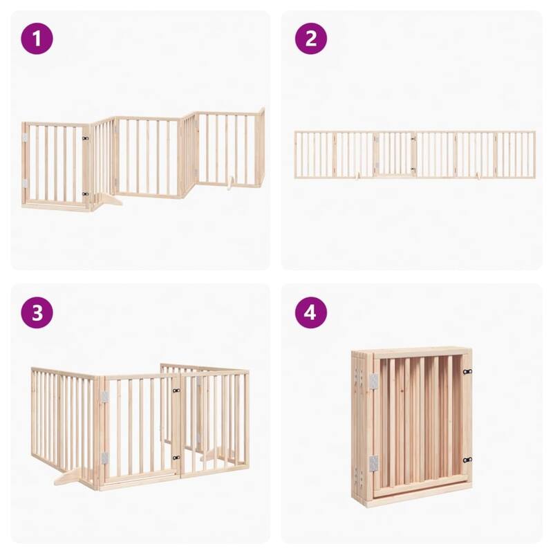 vidaXL Dog Gate Foldable Poplar Wood