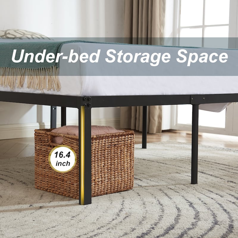 Javlergo 14/16/18 Inch Metal Platform Bed Frame, Heavy Duty Slat Support /No Box Spring Needed