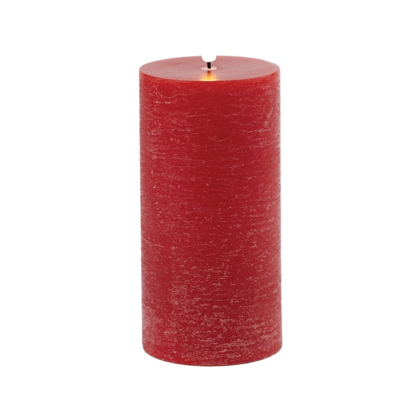 Set of Two Red Flameless Pillar Candles