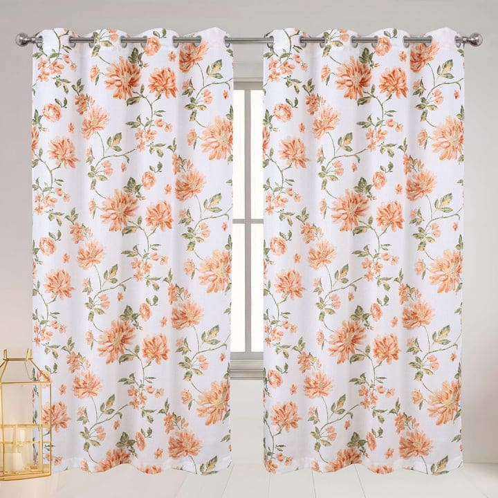 Marie Jacquard Floral Grommet Window Curtain Panel, 54x84 Inches - 54x84 Inches - Orange