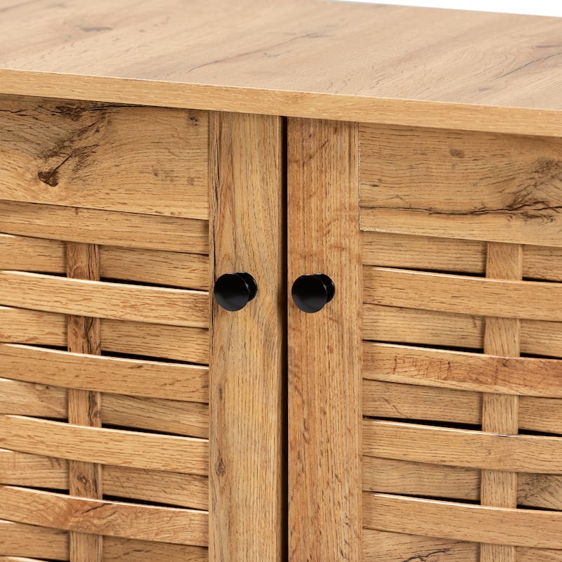 Winda Modern Oak Brown Finished Wood 2-Door Shoe Cabinet