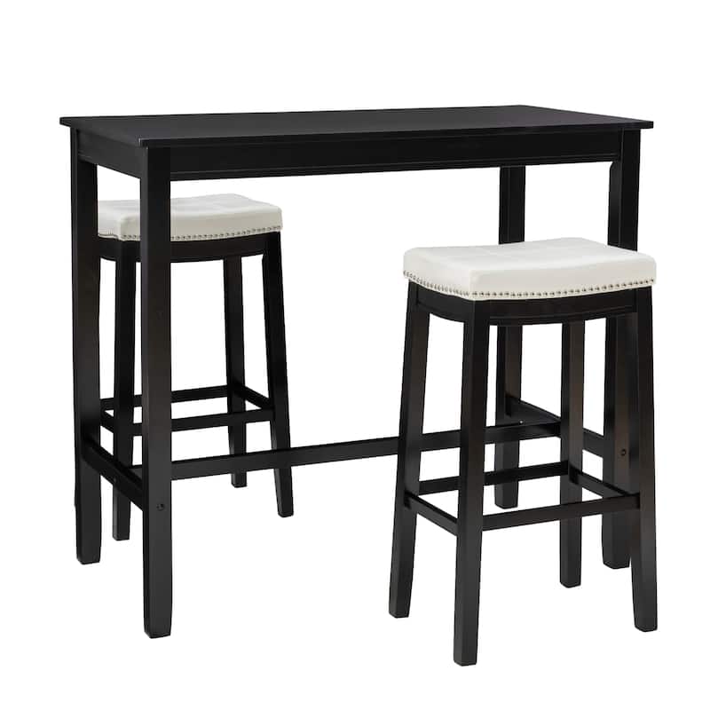 3-Piece Bar Table and Stool Set- 47.25" - Black and White