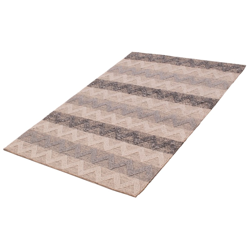 ECARPETGALLERY Braid weave Sienna Grey Wool Rug - 5'2 x 7'8