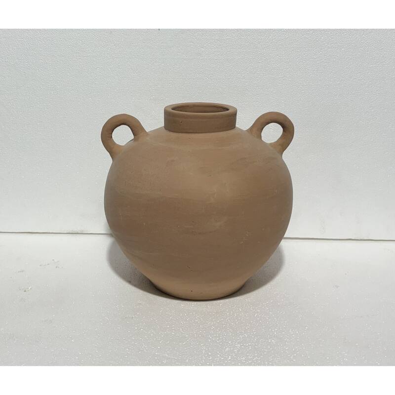 Terracotta Vase Natural Black H 9.8" & Dia 10.4" - Black