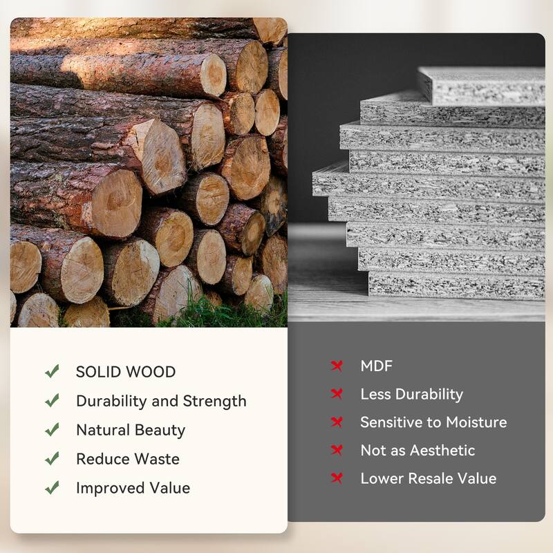 Solid Wood End Table for Living Room (Set of 2) - 11.81"D x 23.62"W x 23.62"H