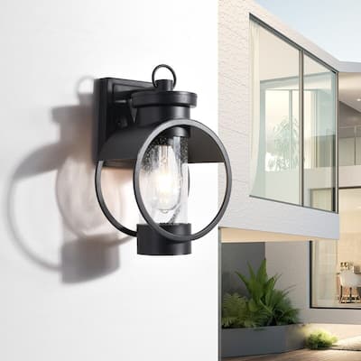 Maxax Black 11.8'' H Outdoor Wall Lantern with Dusk to Dawn (Set of 2)
