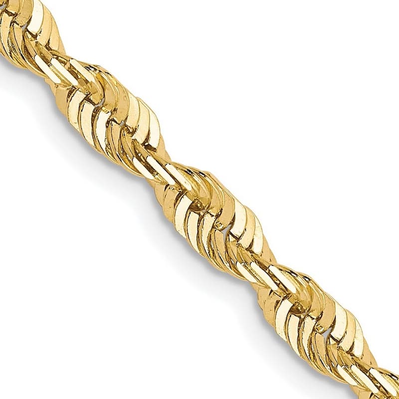 Curata 10k Yellow Gold Solid Polished Lobster Claw Closure Valu plus 4.0mm Diamon cut Lightweight Chain Bracelet 8 Inch